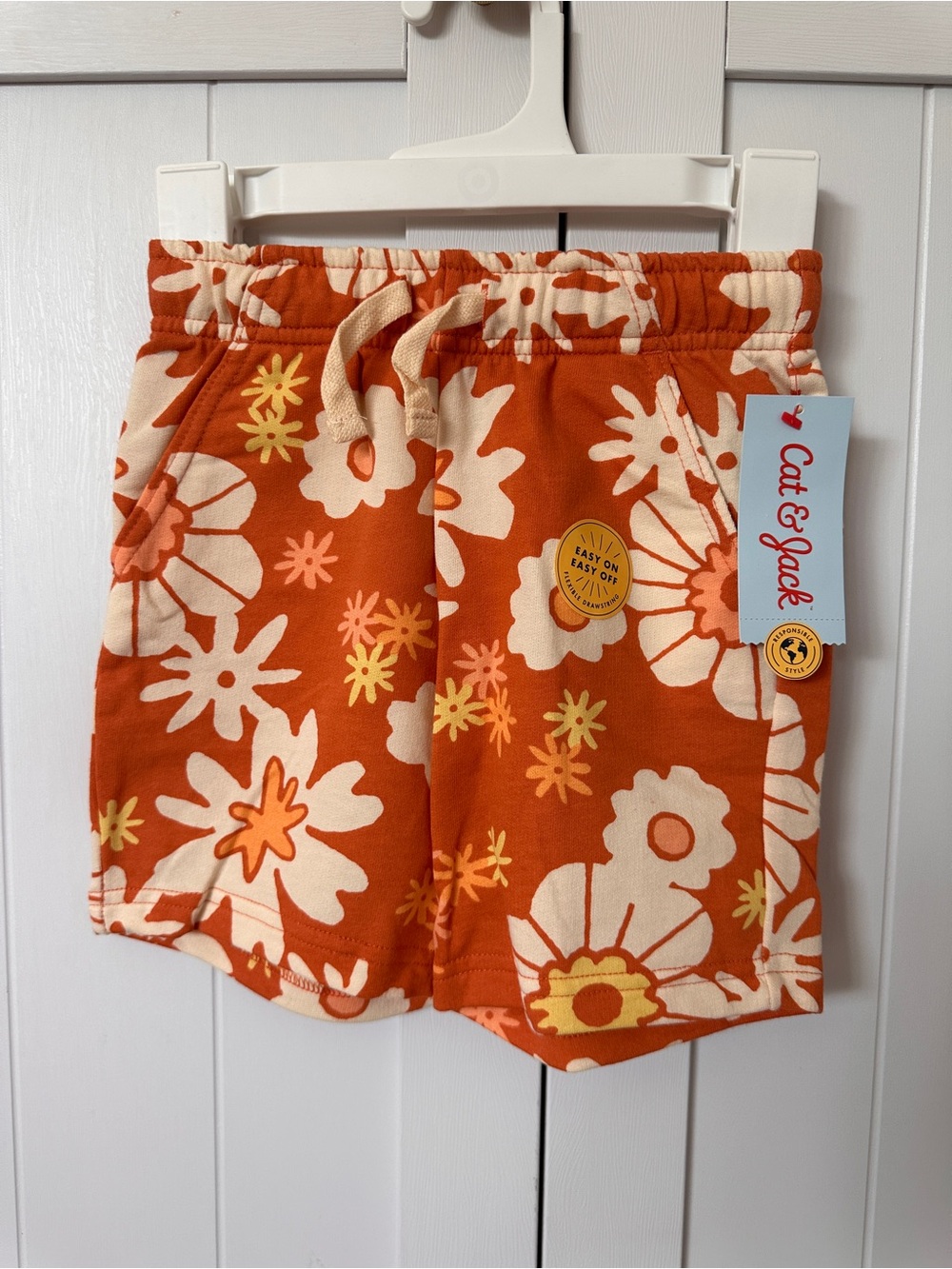 *NWT* Cat & Jack Orange Floral Drawstring Shorts